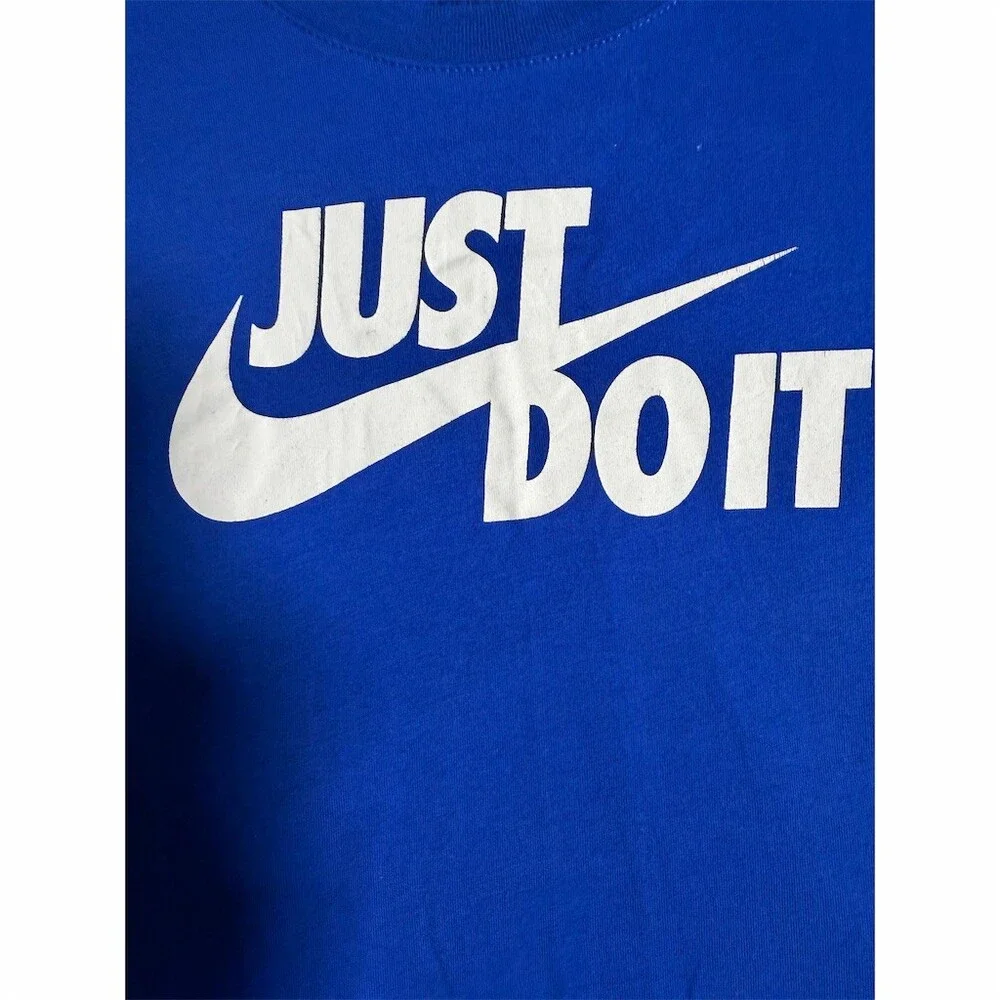 Nike Boys T-Shirt Size 7 Blue Just Do It Swoosh Graphic Short Sleeve Crew